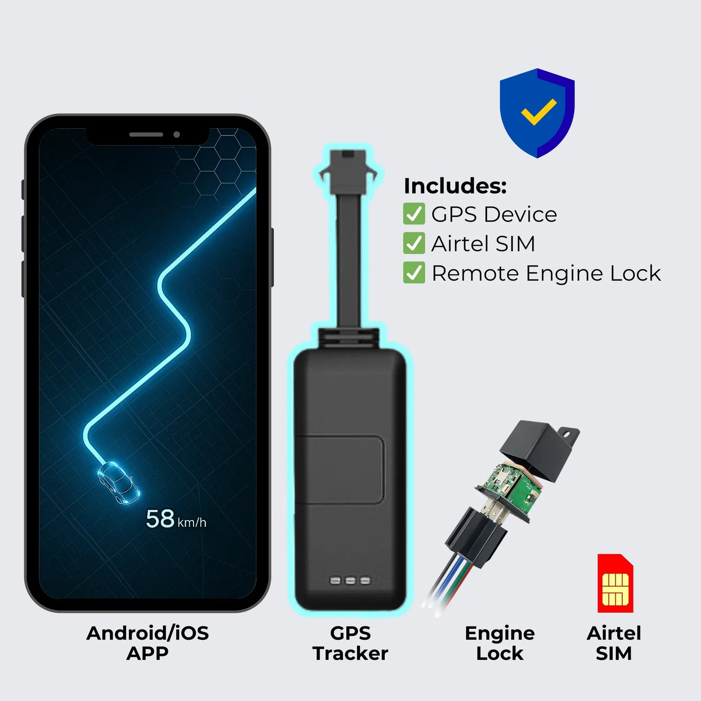 TrackX Wired GPS with SIM & Engine Lock