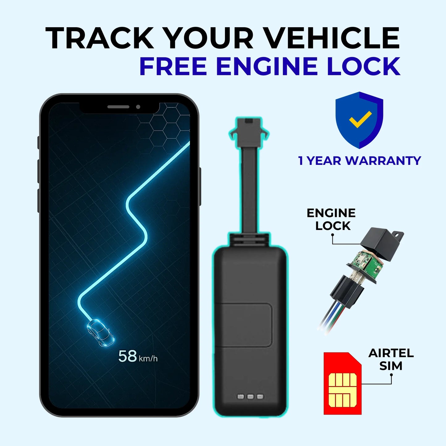 TrackX Wired GPS with SIM & Engine Lock